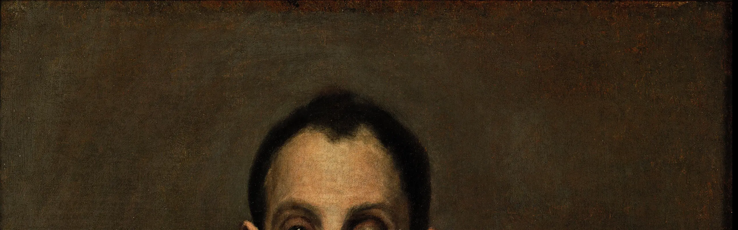 El caballero de la mano en el pecho: hidalgo español de negro con gorguera blanca, la mano sobre el pecho